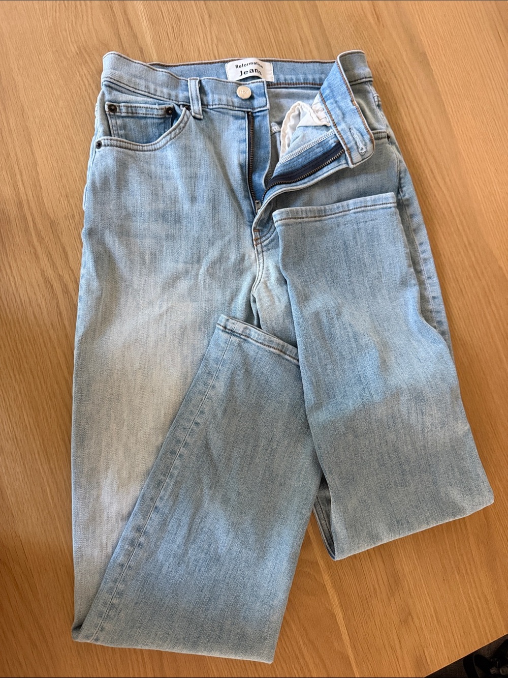Reformation Light Wash Straight Leg Jeans Size 25
